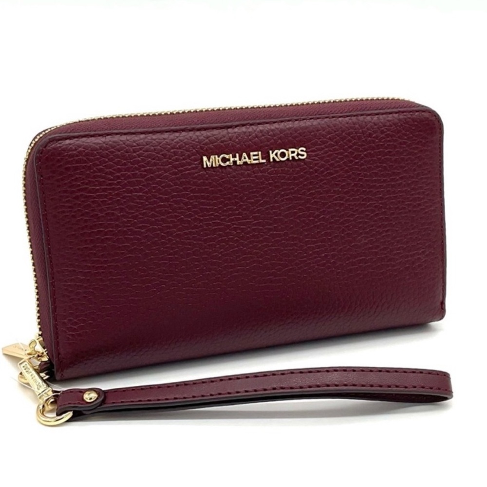 Michael Kors Large Flat Mf Phone Case Wallet Ox Blood